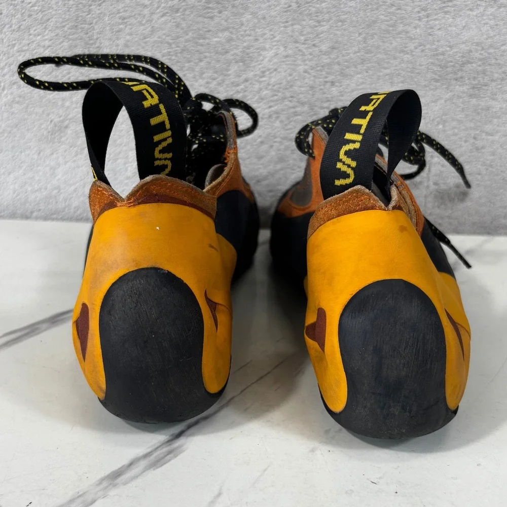 La Sportiva Katana Climbing Shoes Mens 10.5 Womens 11.5 Orange Grey Good Lace Up